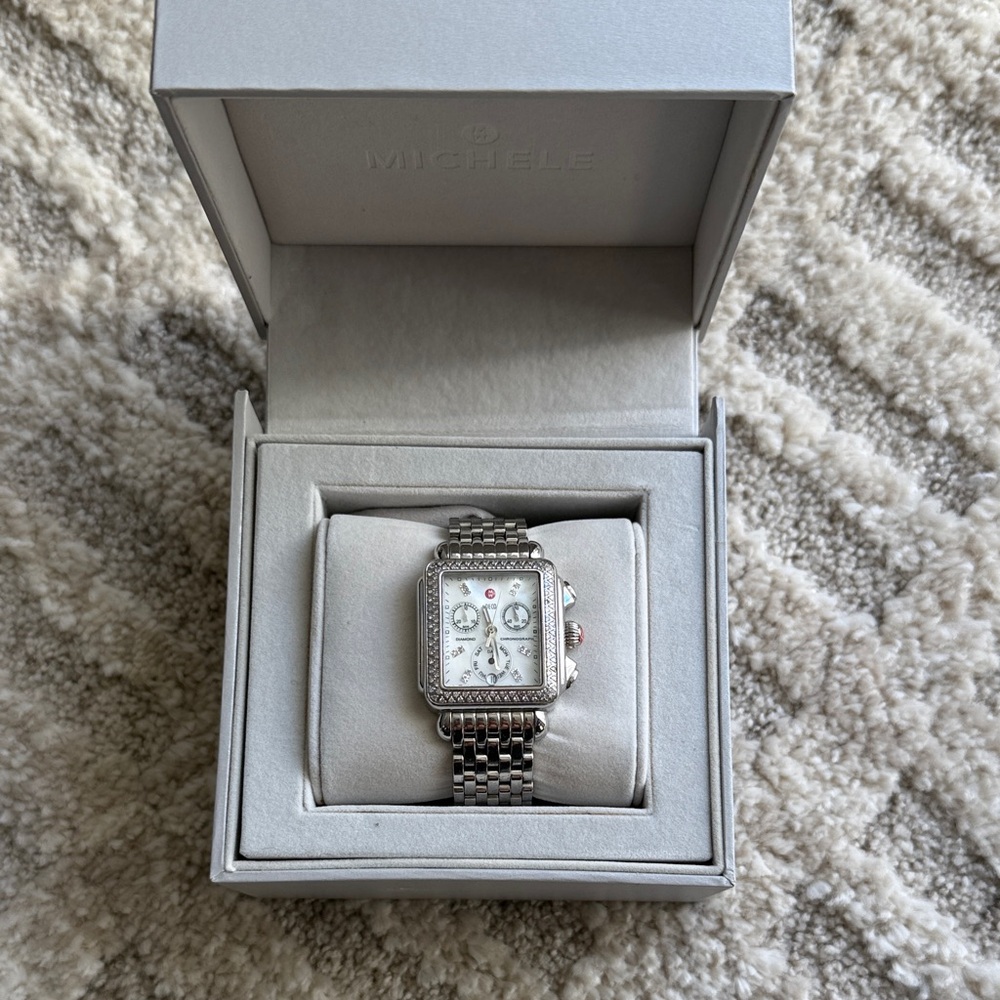 Michele Silver Watch with diamonds